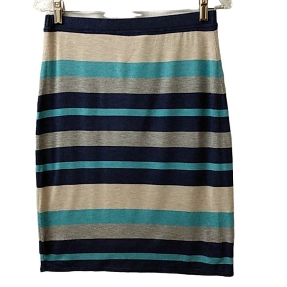 Max Studio Women's Blue Striped Pencil Skirt Size Small NEW